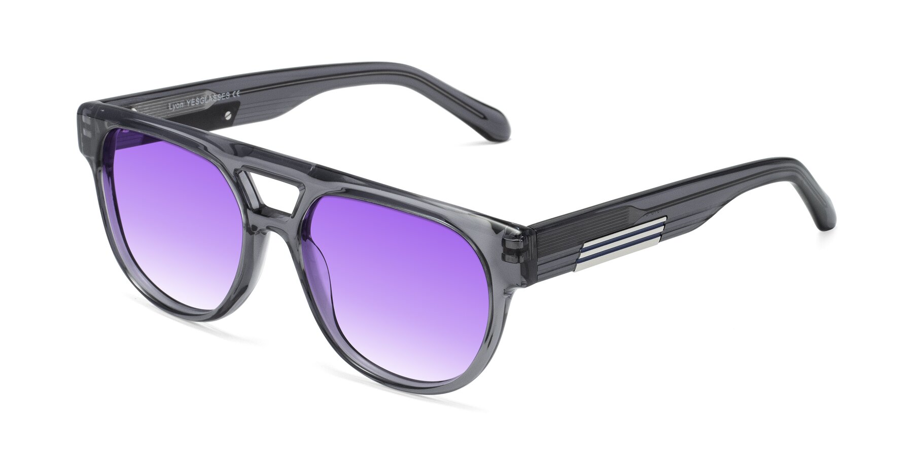 Angle of Lyon in Dim Gray with Purple Gradient Lenses