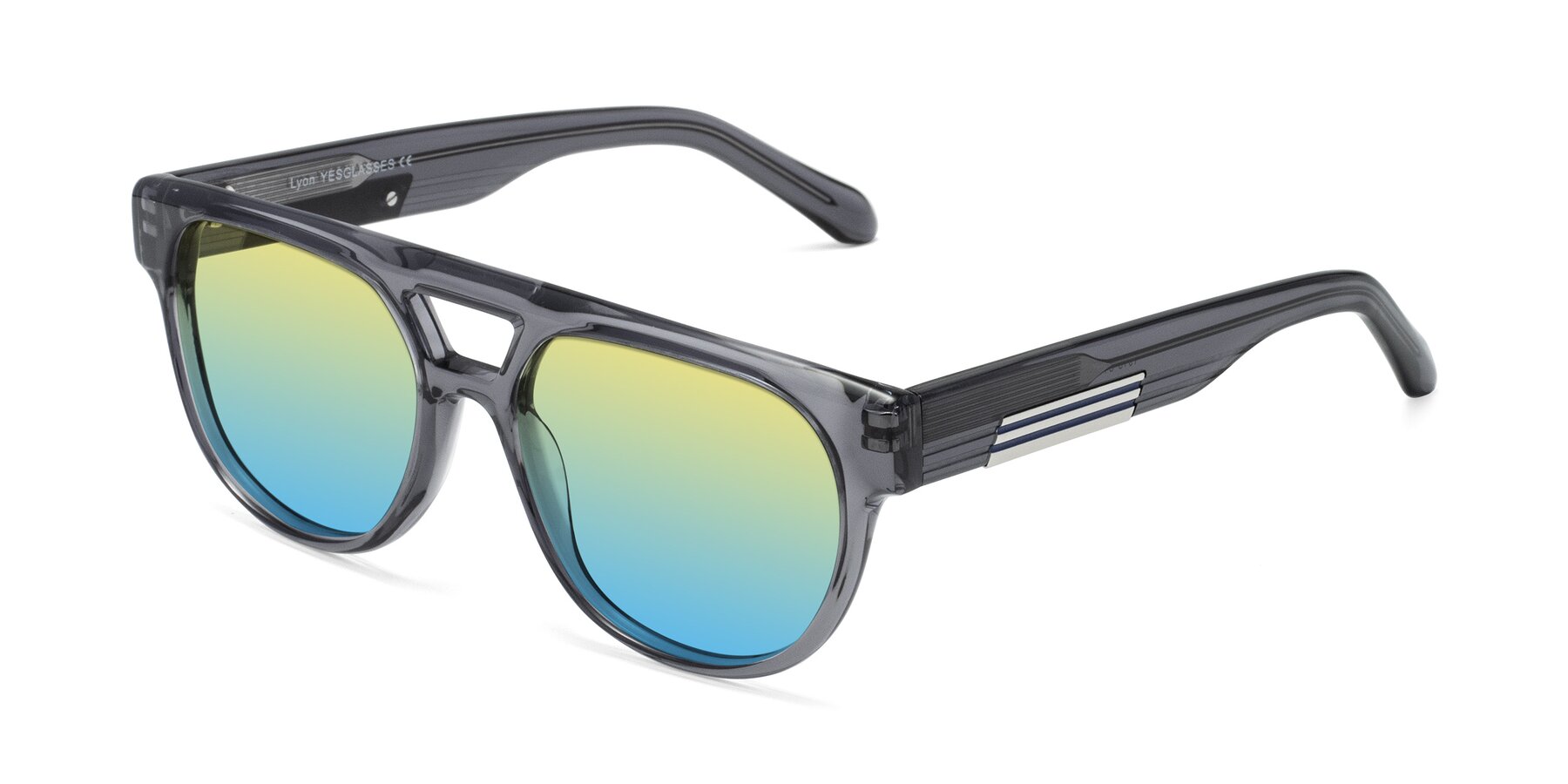 Angle of Lyon in Dim Gray with Yellow / Blue Gradient Lenses
