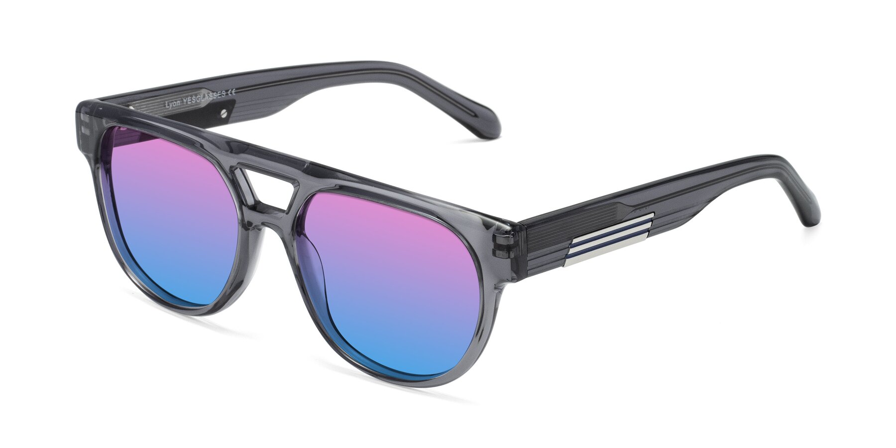 Angle of Lyon in Dim Gray with Pink / Blue Gradient Lenses