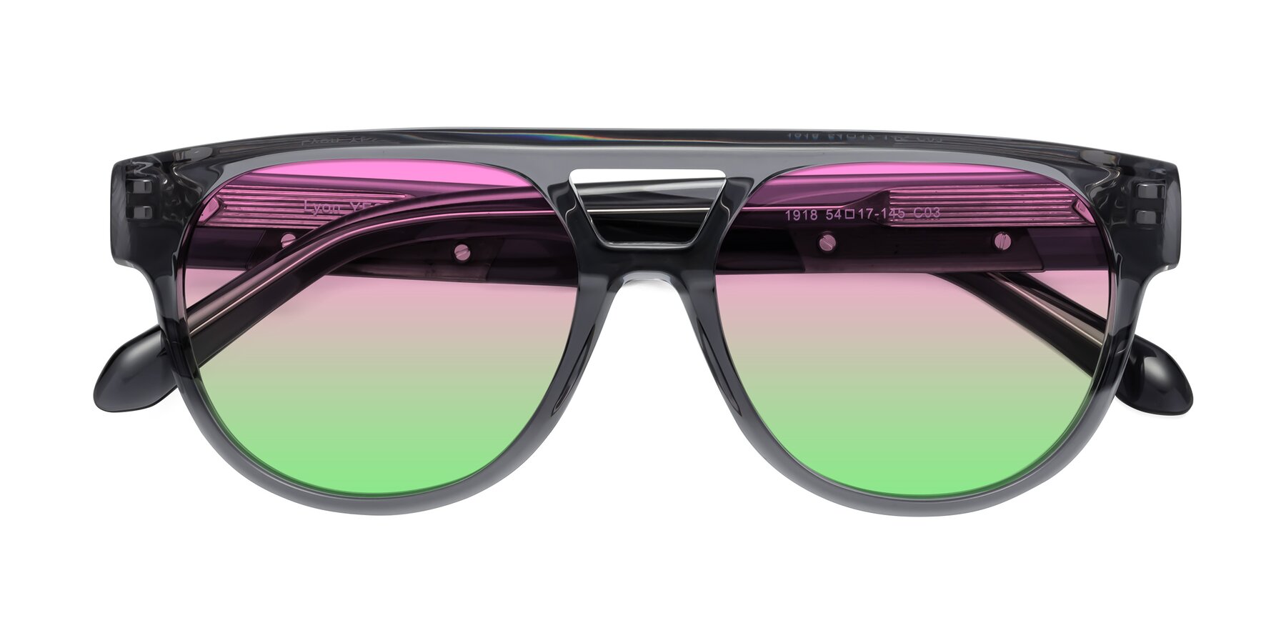 Folded Front of Lyon in Dim Gray with Pink / Green Gradient Lenses