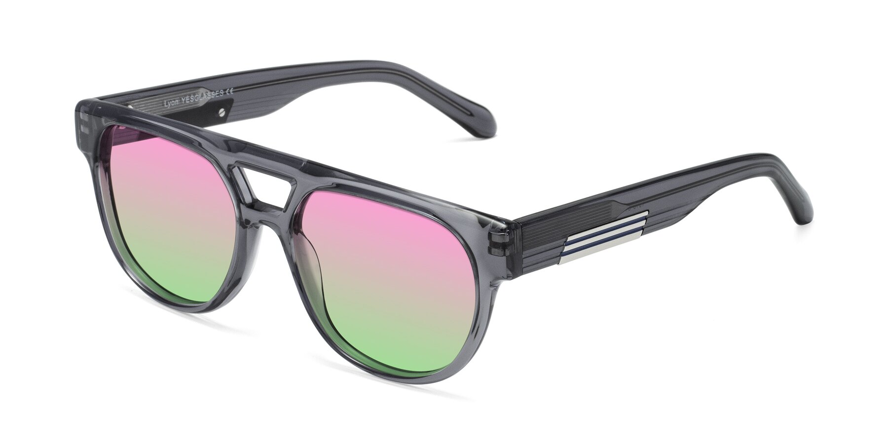 Angle of Lyon in Dim Gray with Pink / Green Gradient Lenses