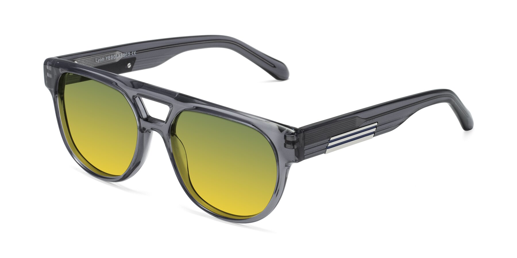 Angle of Lyon in Dim Gray with Green / Yellow Gradient Lenses