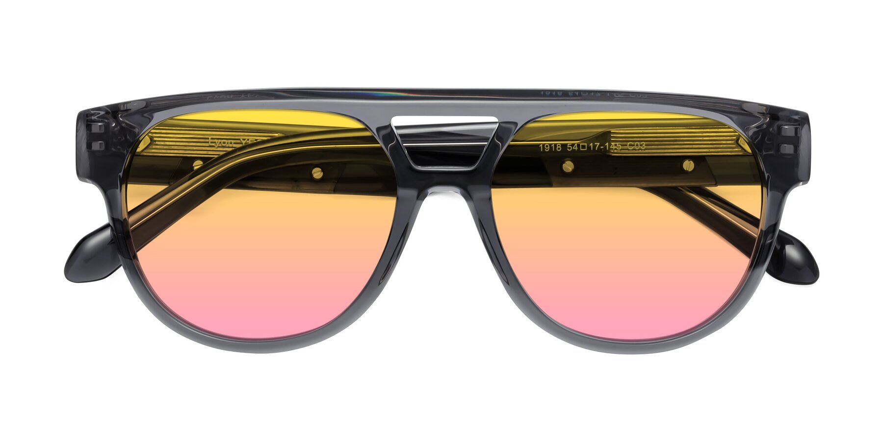 Folded Front of Lyon in Dim Gray with Yellow / Pink Gradient Lenses