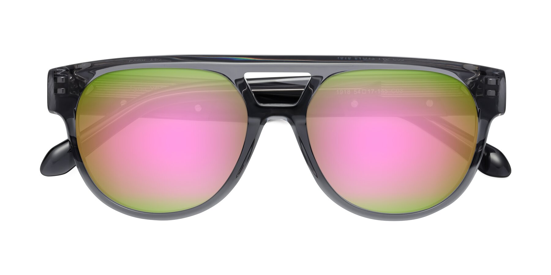 Folded Front of Lyon in Dim Gray with Pink Mirrored Lenses