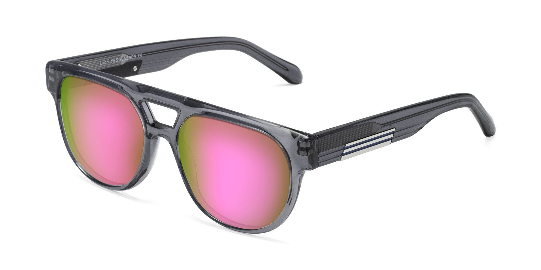 Angle of Lyon in Dim Gray with Pink Mirrored Lenses