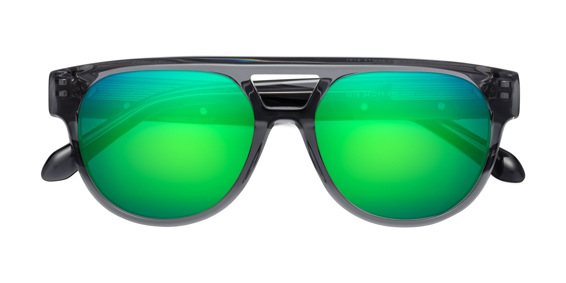 Folded Front of Lyon in Dim Gray with Green Mirrored Lenses