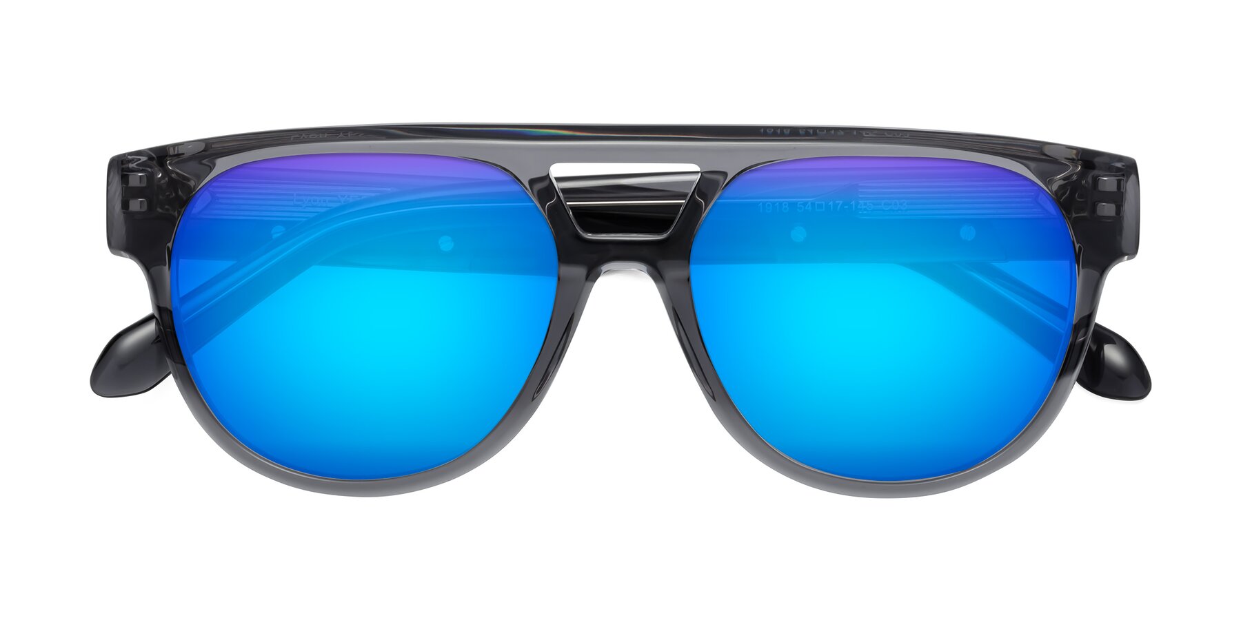 Folded Front of Lyon in Dim Gray with Blue Mirrored Lenses