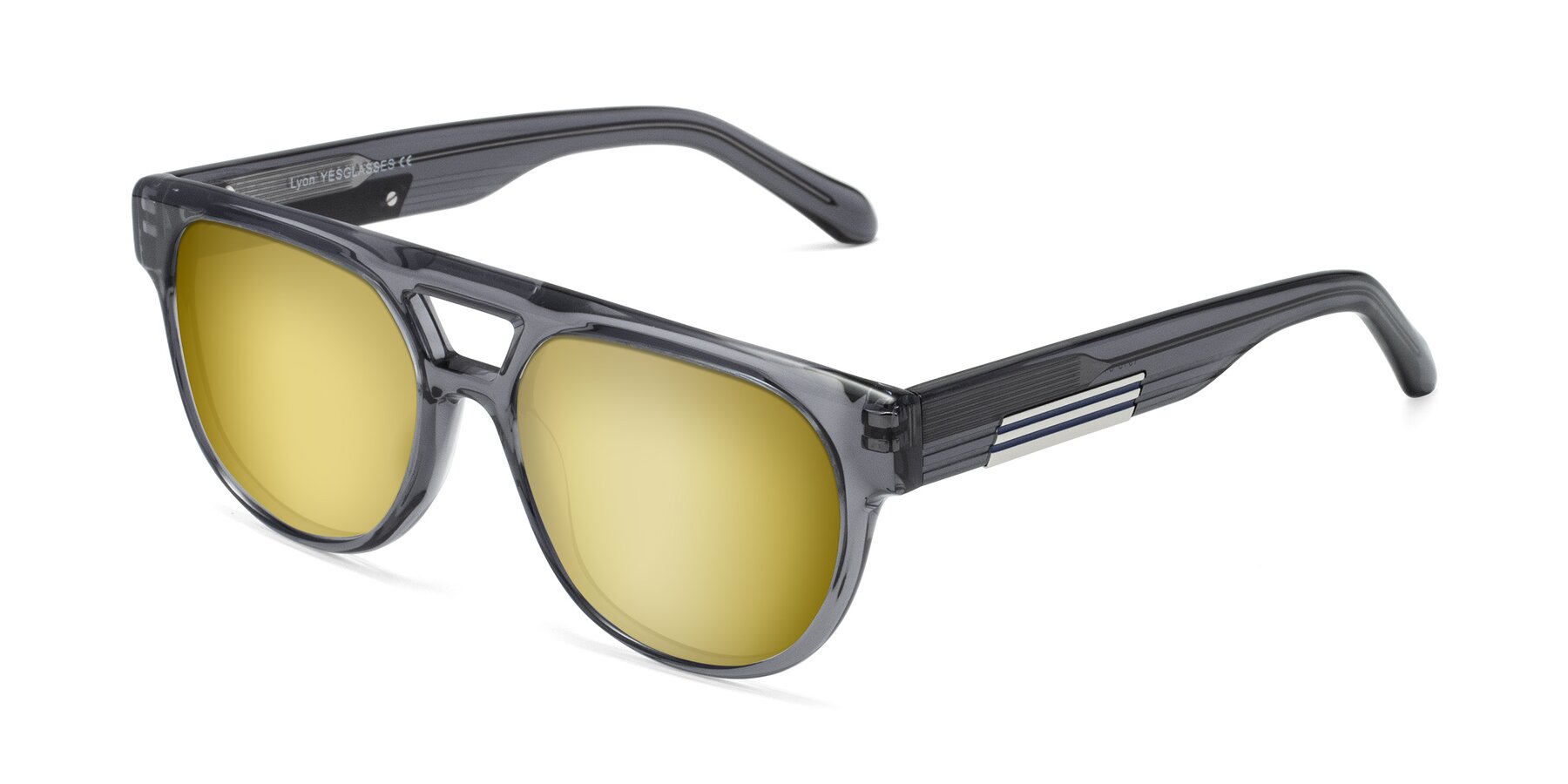 Angle of Lyon in Dim Gray with Gold Mirrored Lenses