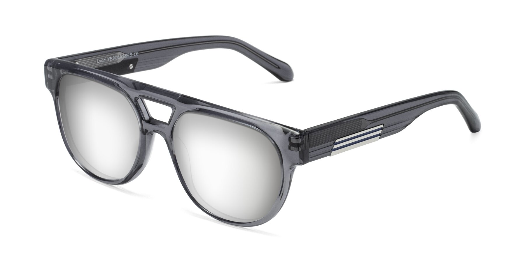 Angle of Lyon in Dim Gray with Silver Mirrored Lenses