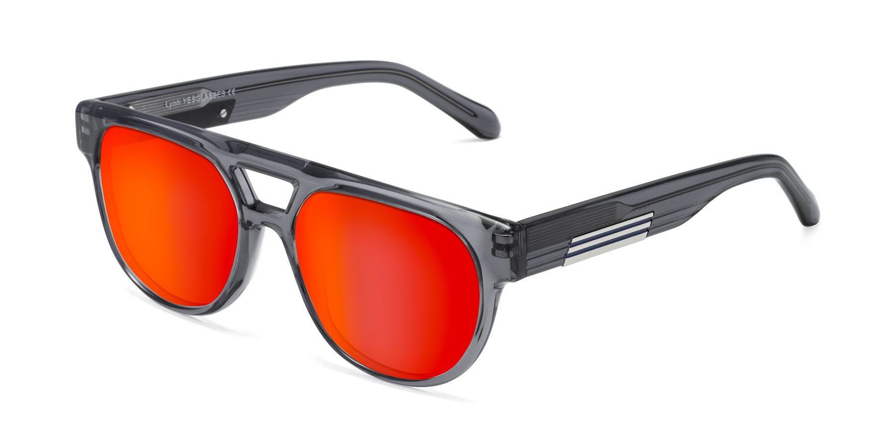 Angle of Lyon in Dim Gray with Red Gold Mirrored Lenses