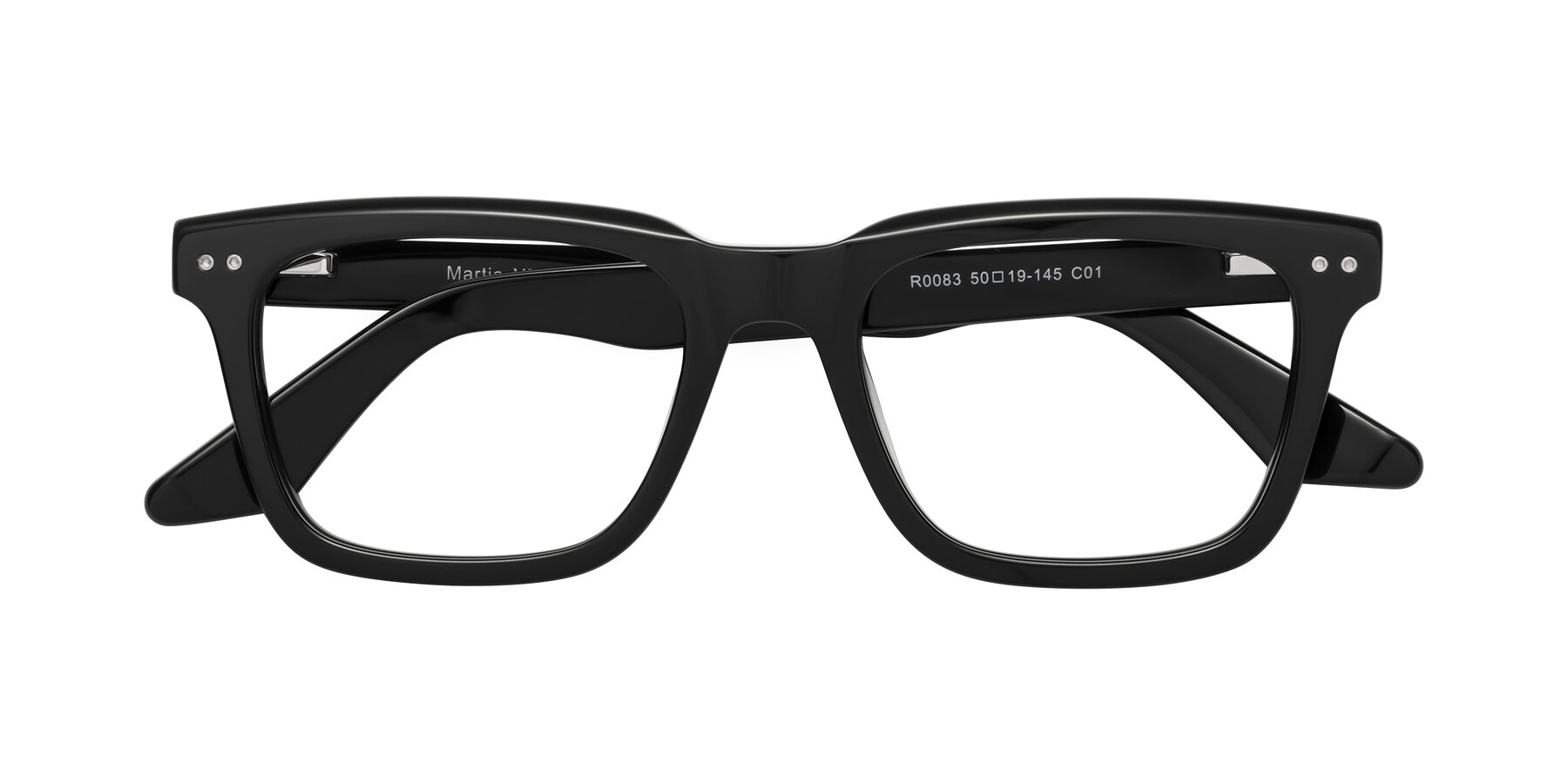 Folded Front of Martia in Black with Clear Eyeglass Lenses