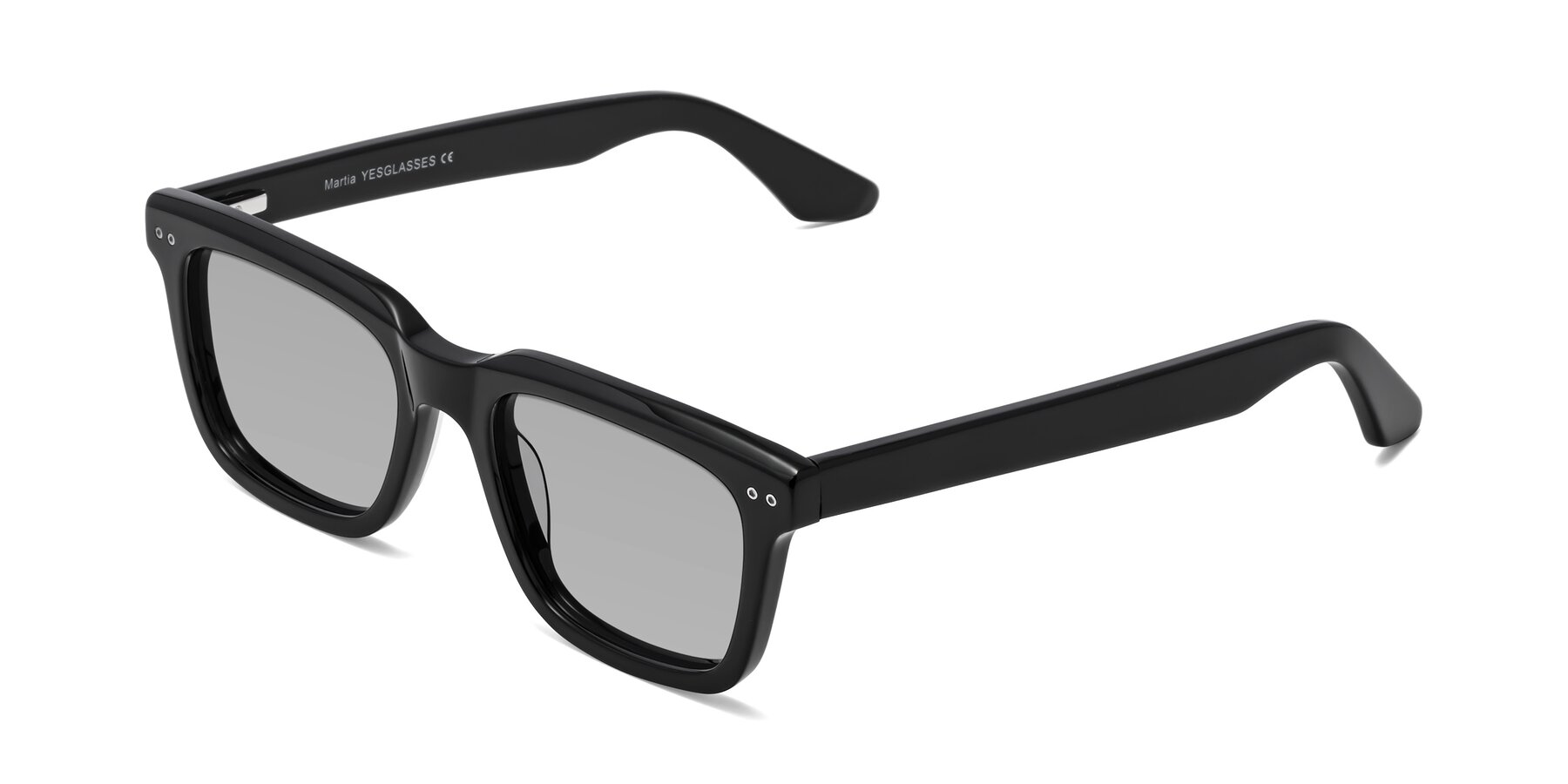 Angle of Martia in Black with Light Gray Tinted Lenses