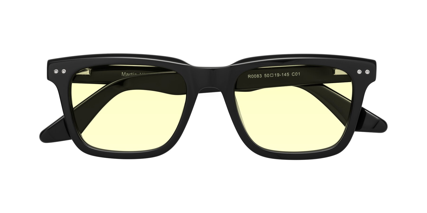 Folded Front of Martia in Black with Light Yellow Tinted Lenses