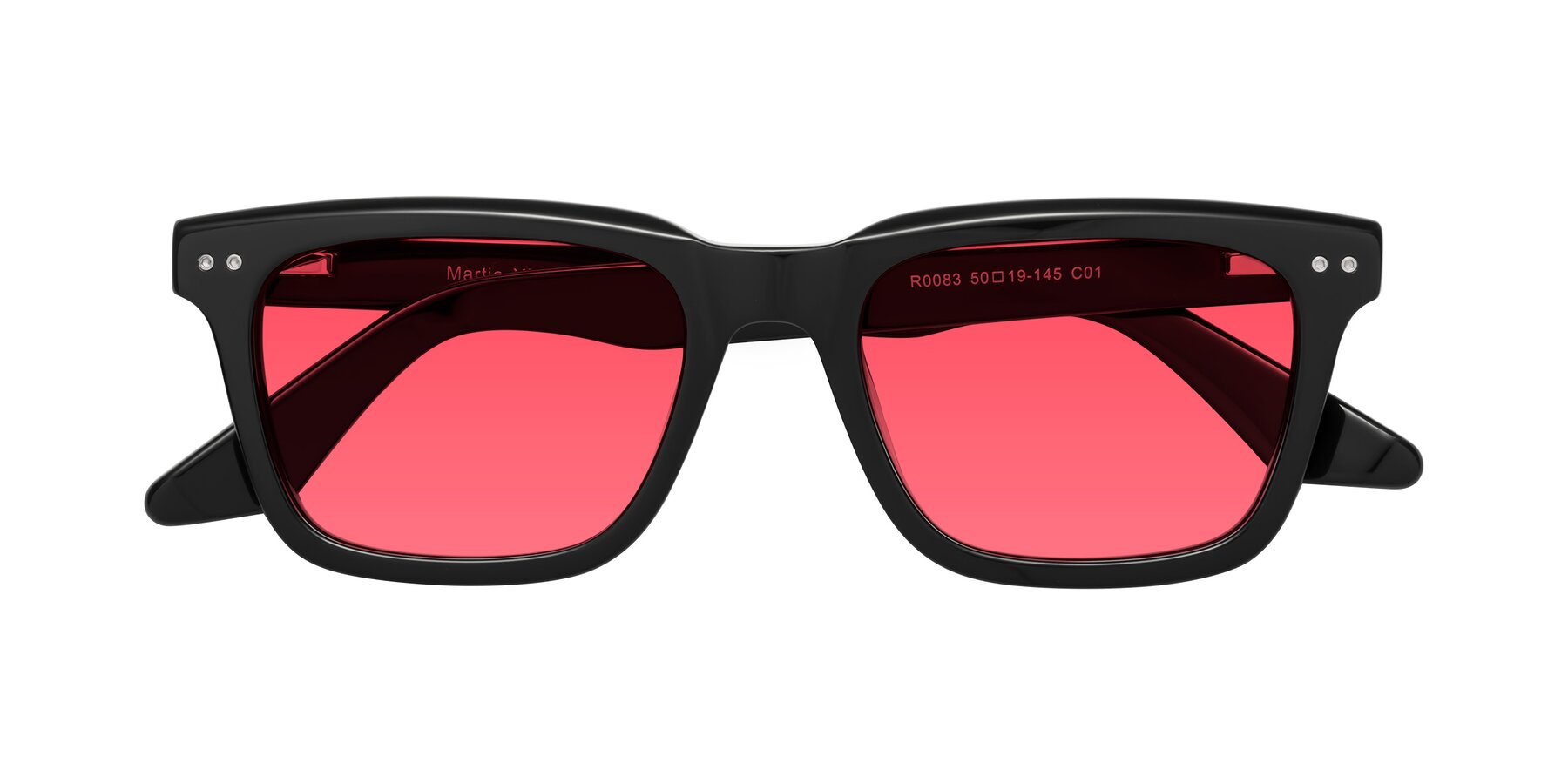 Folded Front of Martia in Black with Red Tinted Lenses