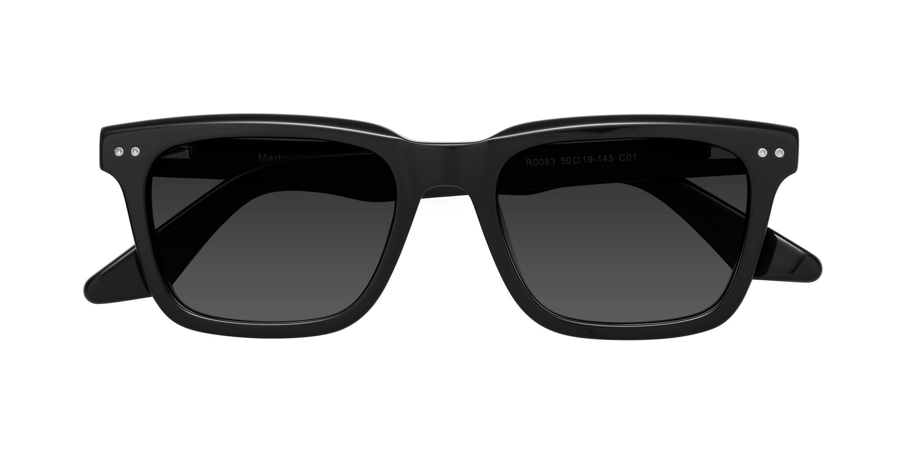 Folded Front of Martia in Black with Gray Tinted Lenses