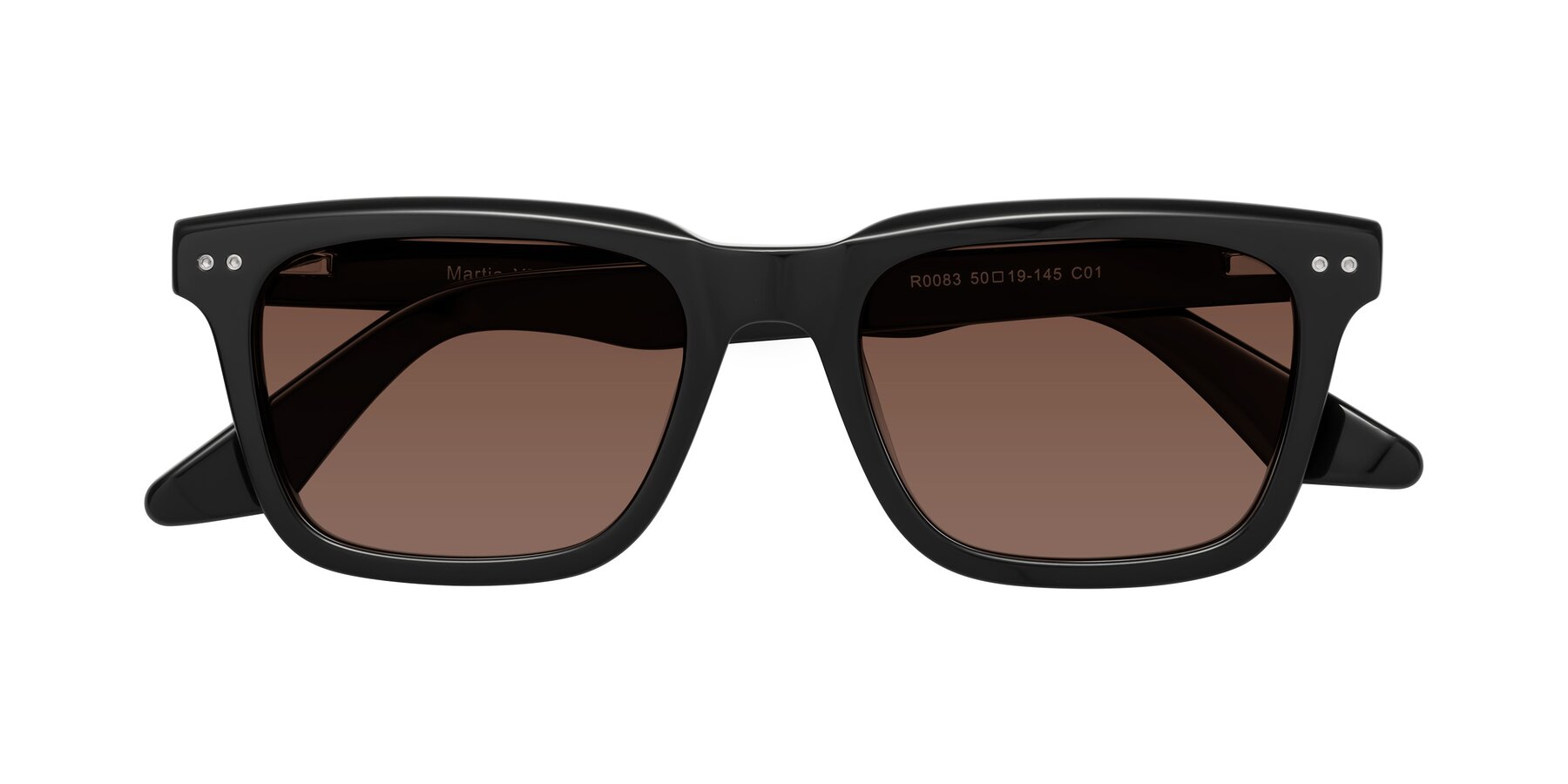 Folded Front of Martia in Black with Brown Tinted Lenses