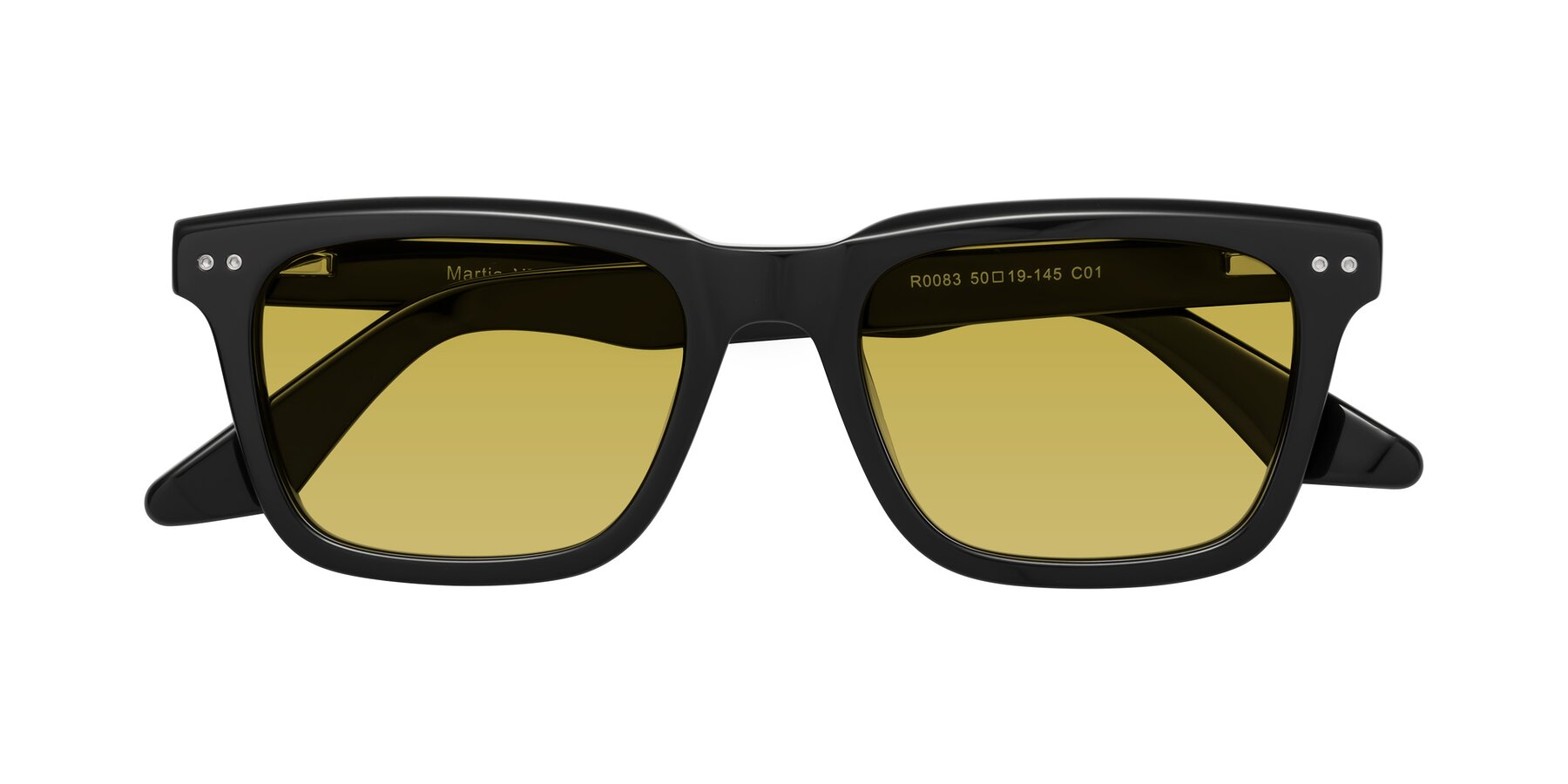 Folded Front of Martia in Black with Champagne Tinted Lenses