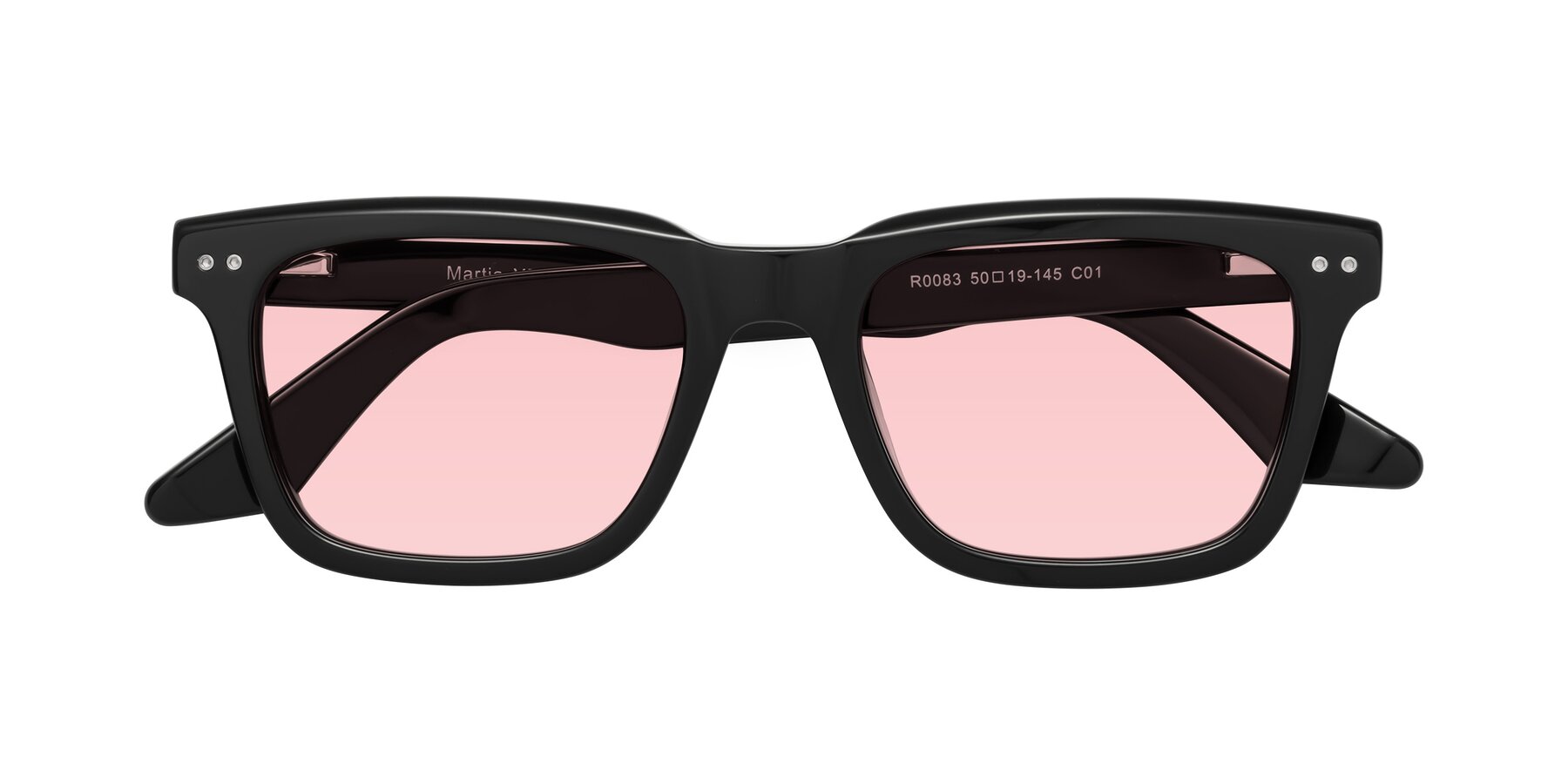 Folded Front of Martia in Black with Light Garnet Tinted Lenses