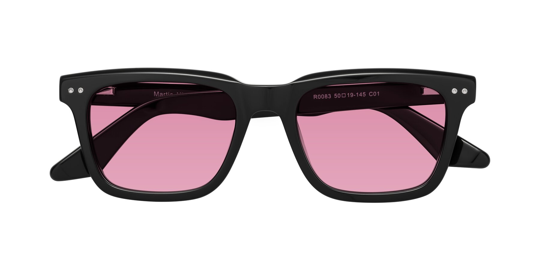 Folded Front of Martia in Black with Medium Wine Tinted Lenses