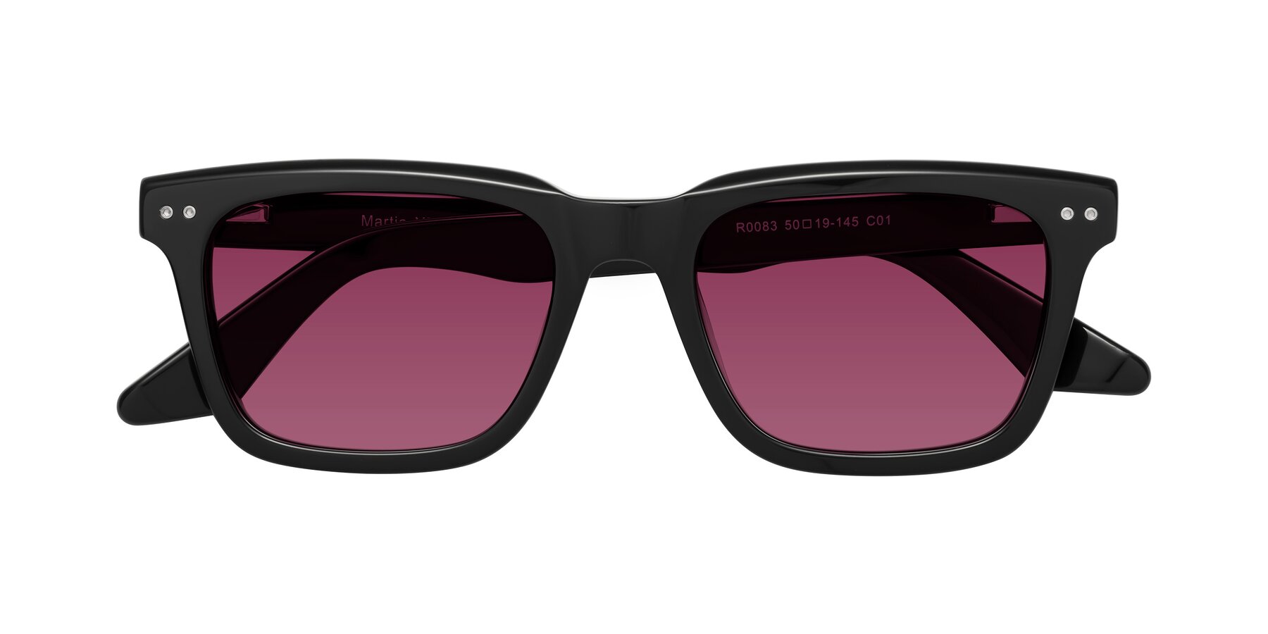 Folded Front of Martia in Black with Wine Tinted Lenses