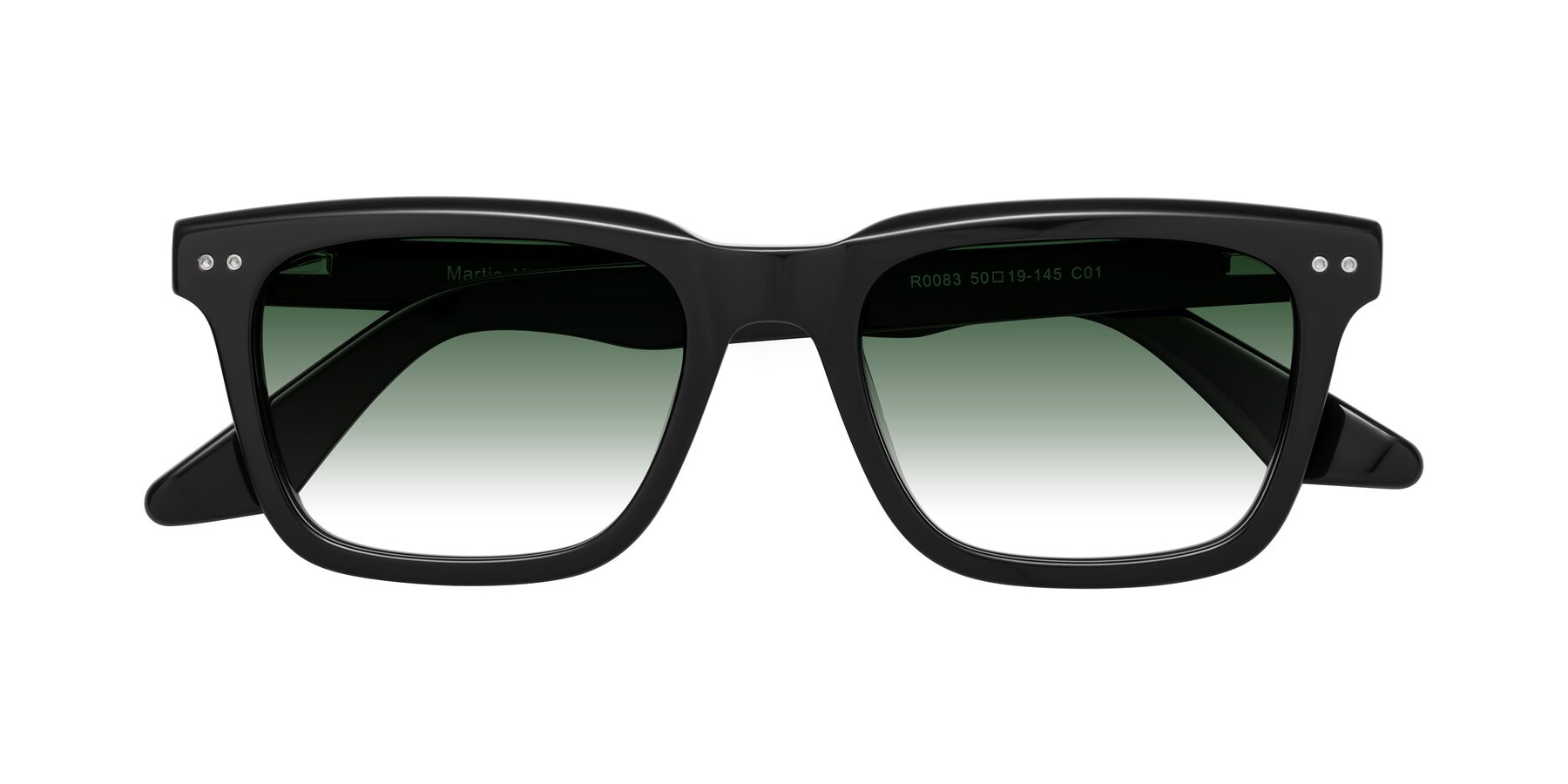 Folded Front of Martia in Black with Green Gradient Lenses