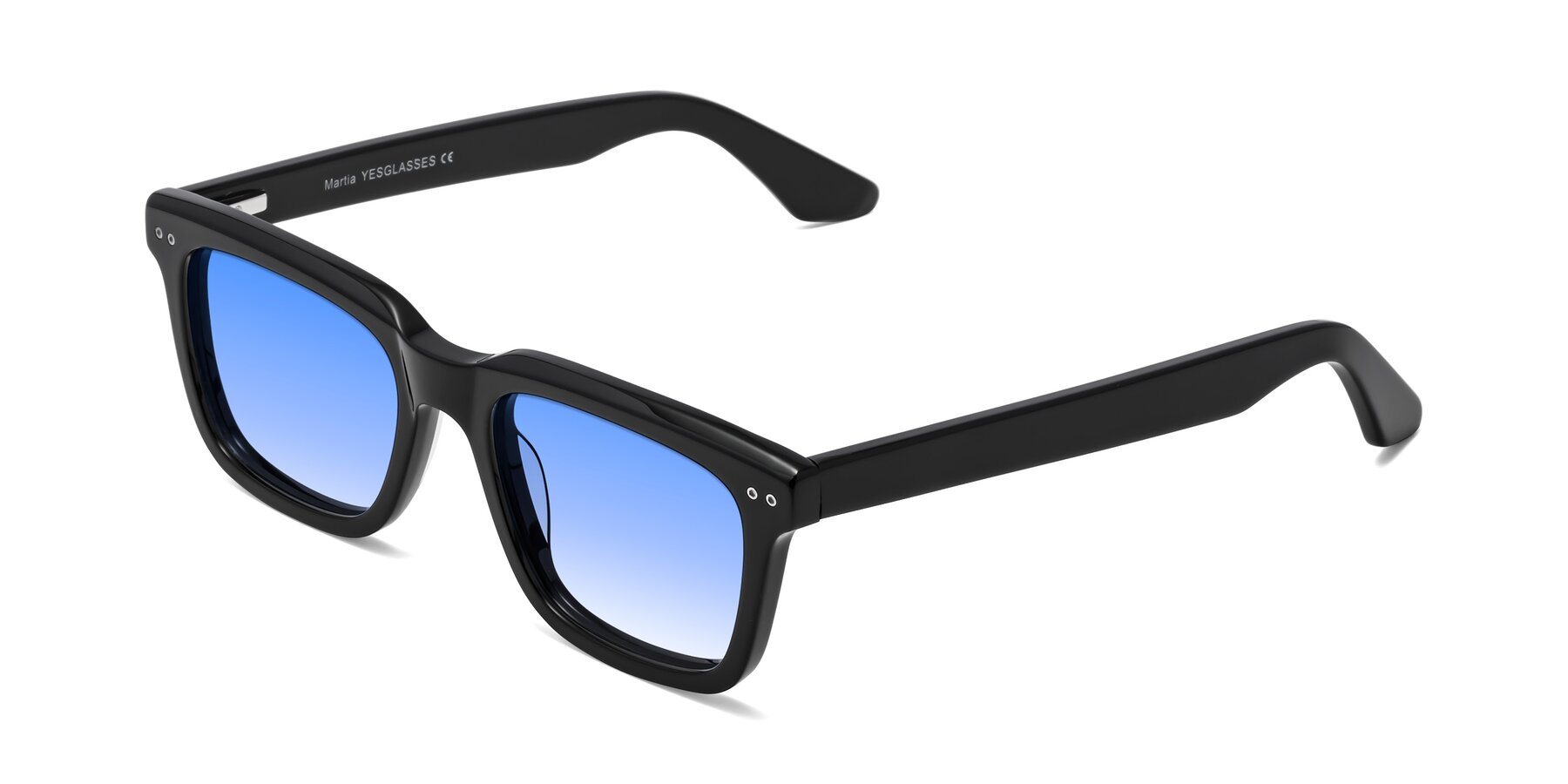 Angle of Martia in Black with Blue Gradient Lenses