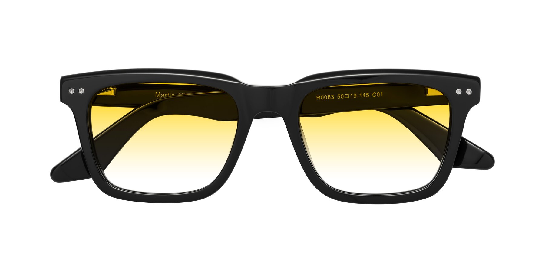 Folded Front of Martia in Black with Yellow Gradient Lenses