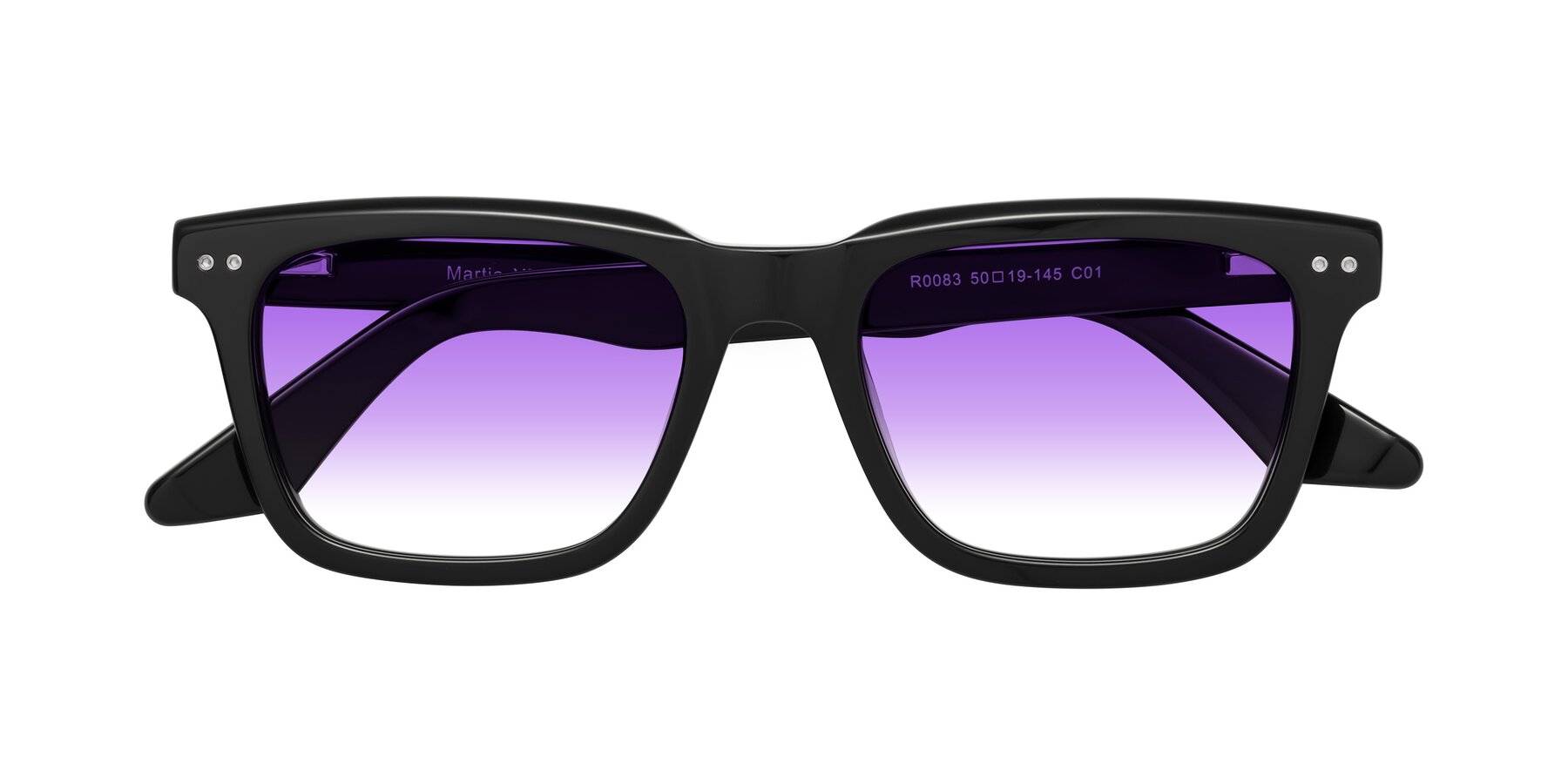 Folded Front of Martia in Black with Purple Gradient Lenses
