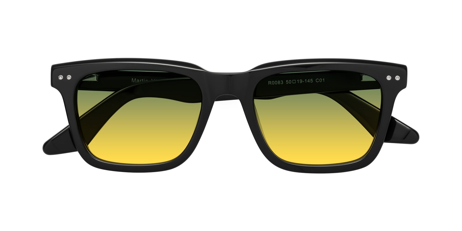 Folded Front of Martia in Black with Green / Yellow Gradient Lenses