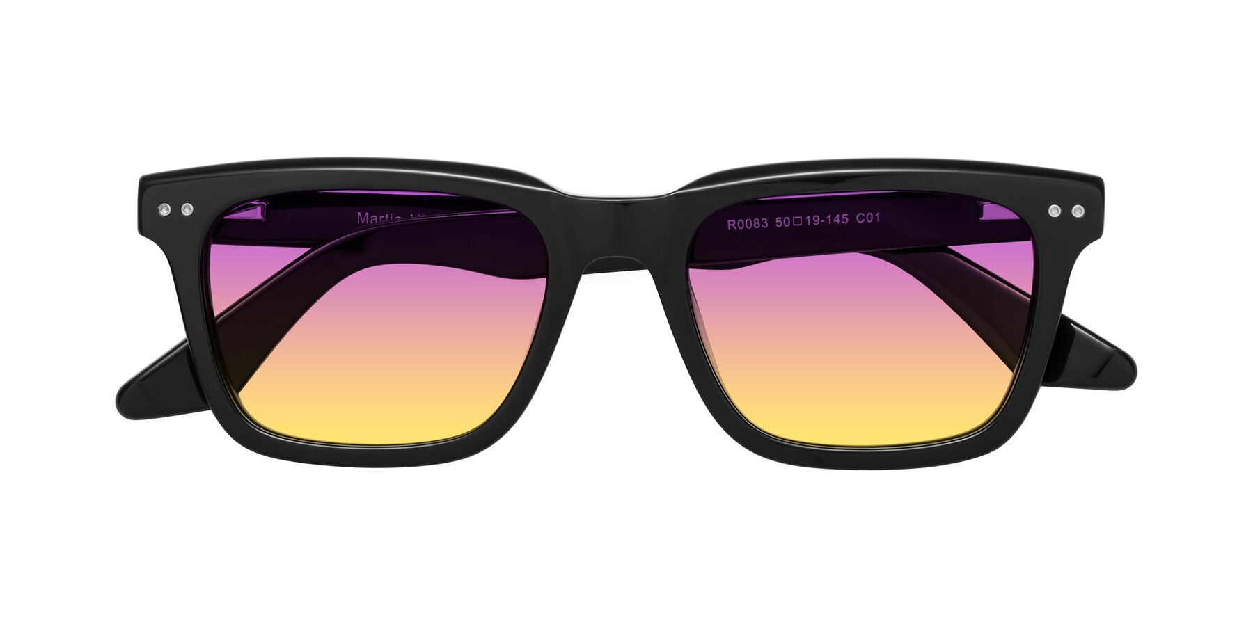 Folded Front of Martia in Black with Purple / Yellow Gradient Lenses