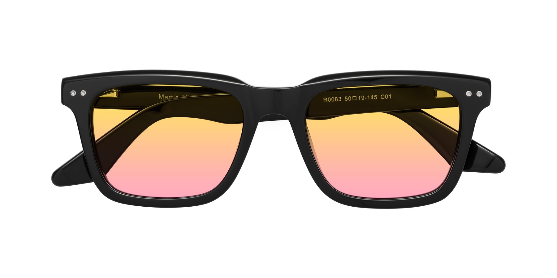 Folded Front of Martia in Black with Yellow / Pink Gradient Lenses