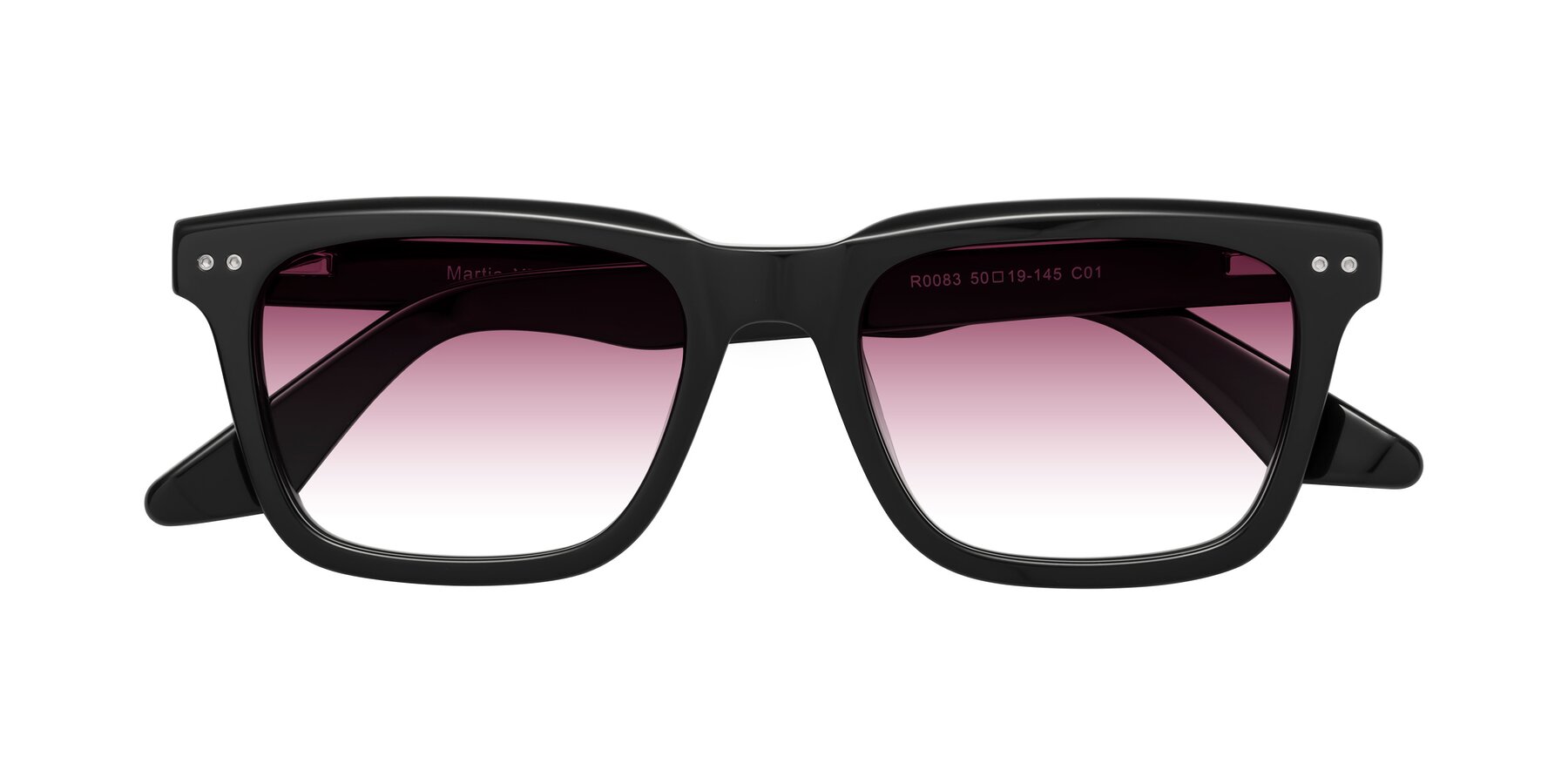 Folded Front of Martia in Black with Wine Gradient Lenses