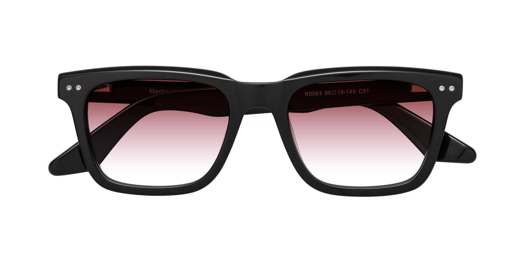 Folded Front of Martia in Black with Garnet Gradient Lenses