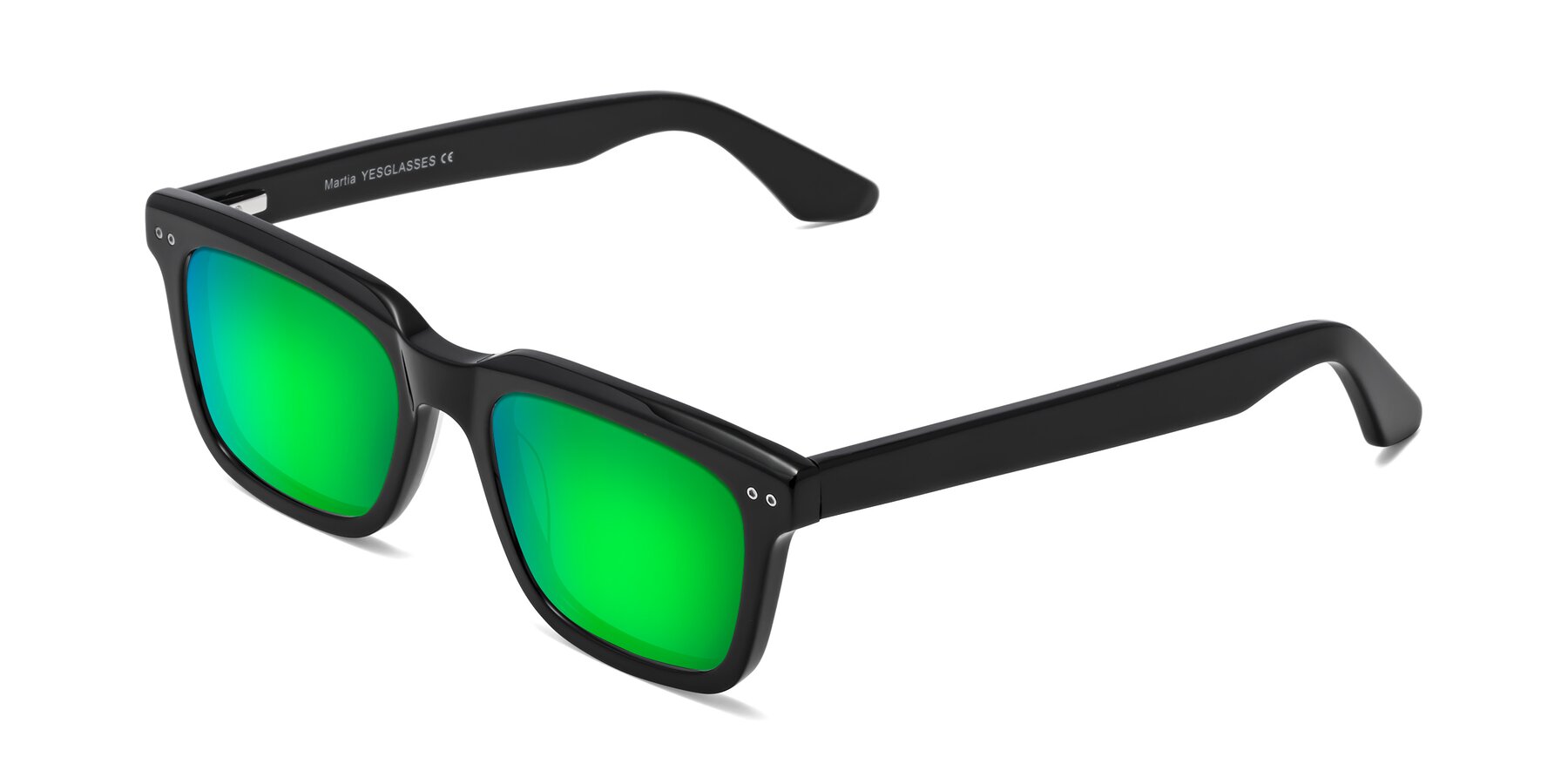 Angle of Martia in Black with Green Mirrored Lenses