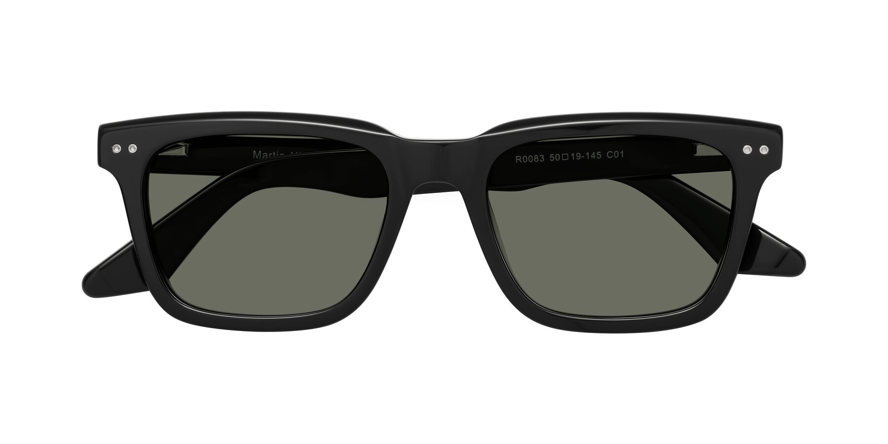 Folded Front of Martia in Black with Gray Polarized Lenses
