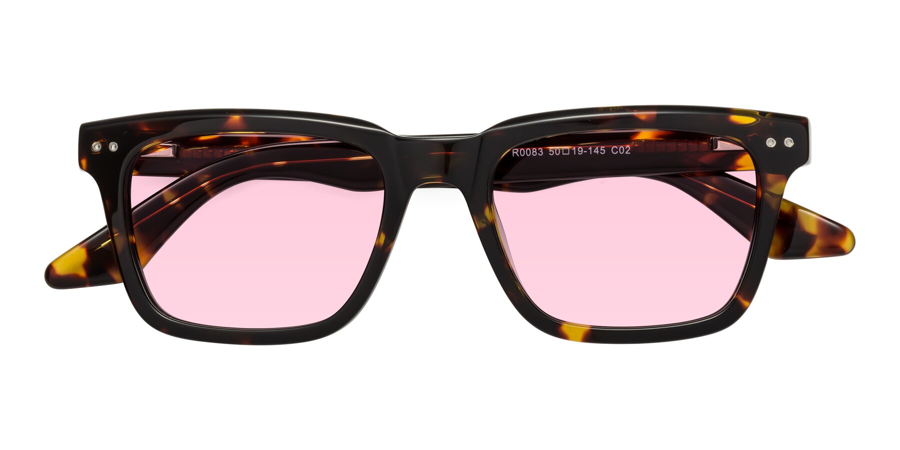 Folded Front of Martia in Tortoise with Light Pink Tinted Lenses