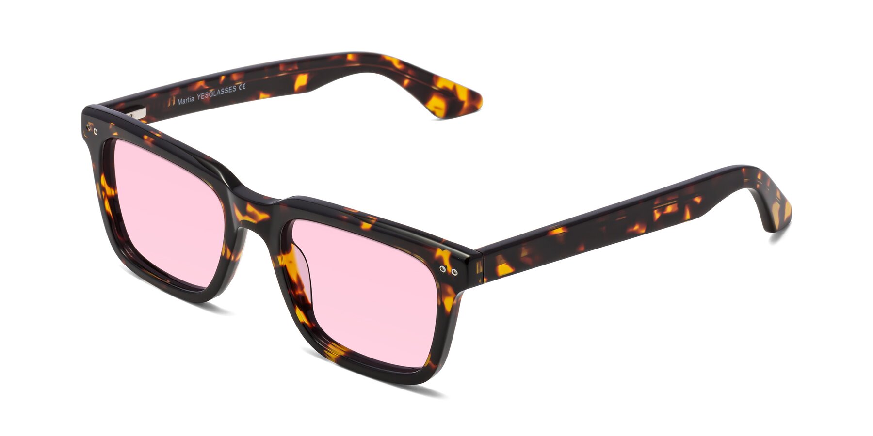 Angle of Martia in Tortoise with Light Pink Tinted Lenses
