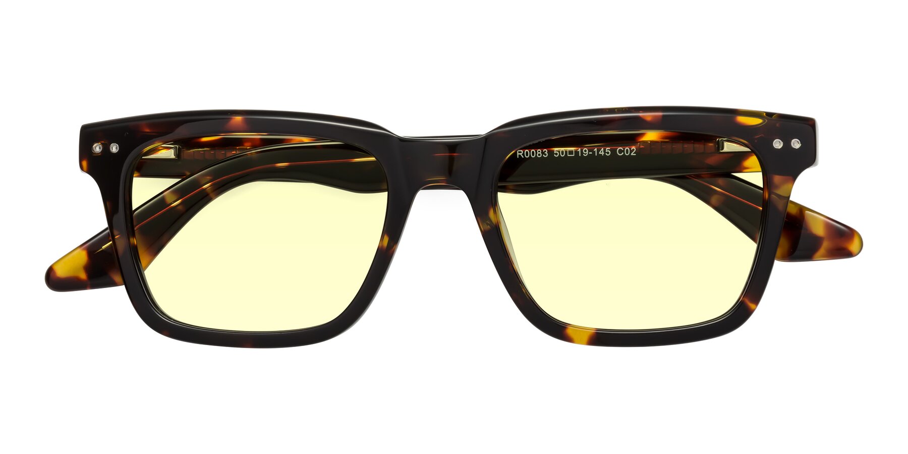 Folded Front of Martia in Tortoise with Light Yellow Tinted Lenses