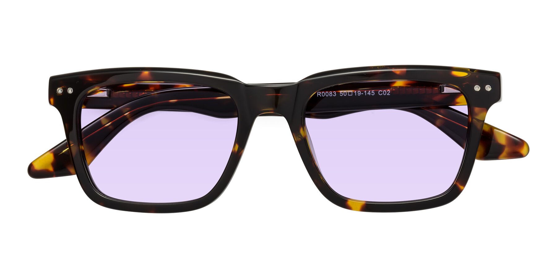 Folded Front of Martia in Tortoise with Light Purple Tinted Lenses