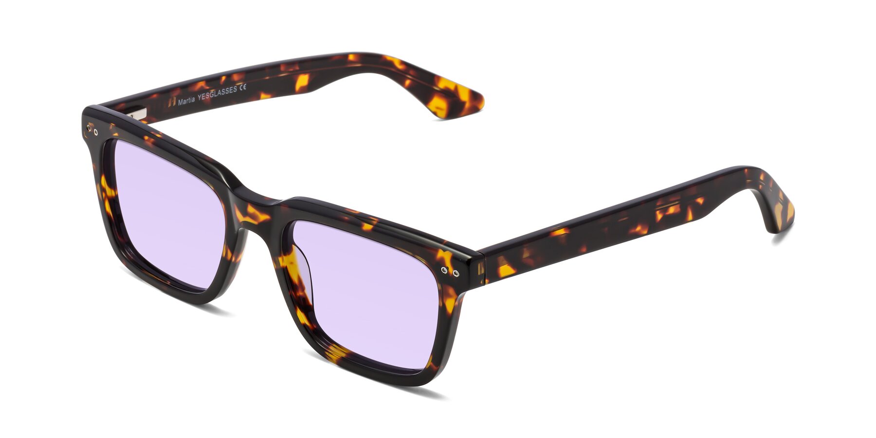 Angle of Martia in Tortoise with Light Purple Tinted Lenses