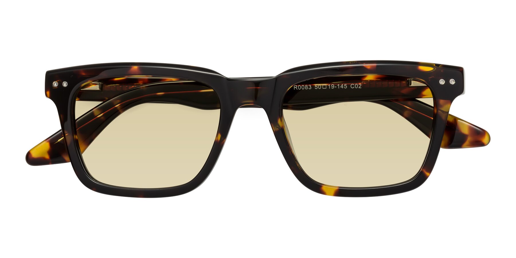 Folded Front of Martia in Tortoise with Light Champagne Tinted Lenses