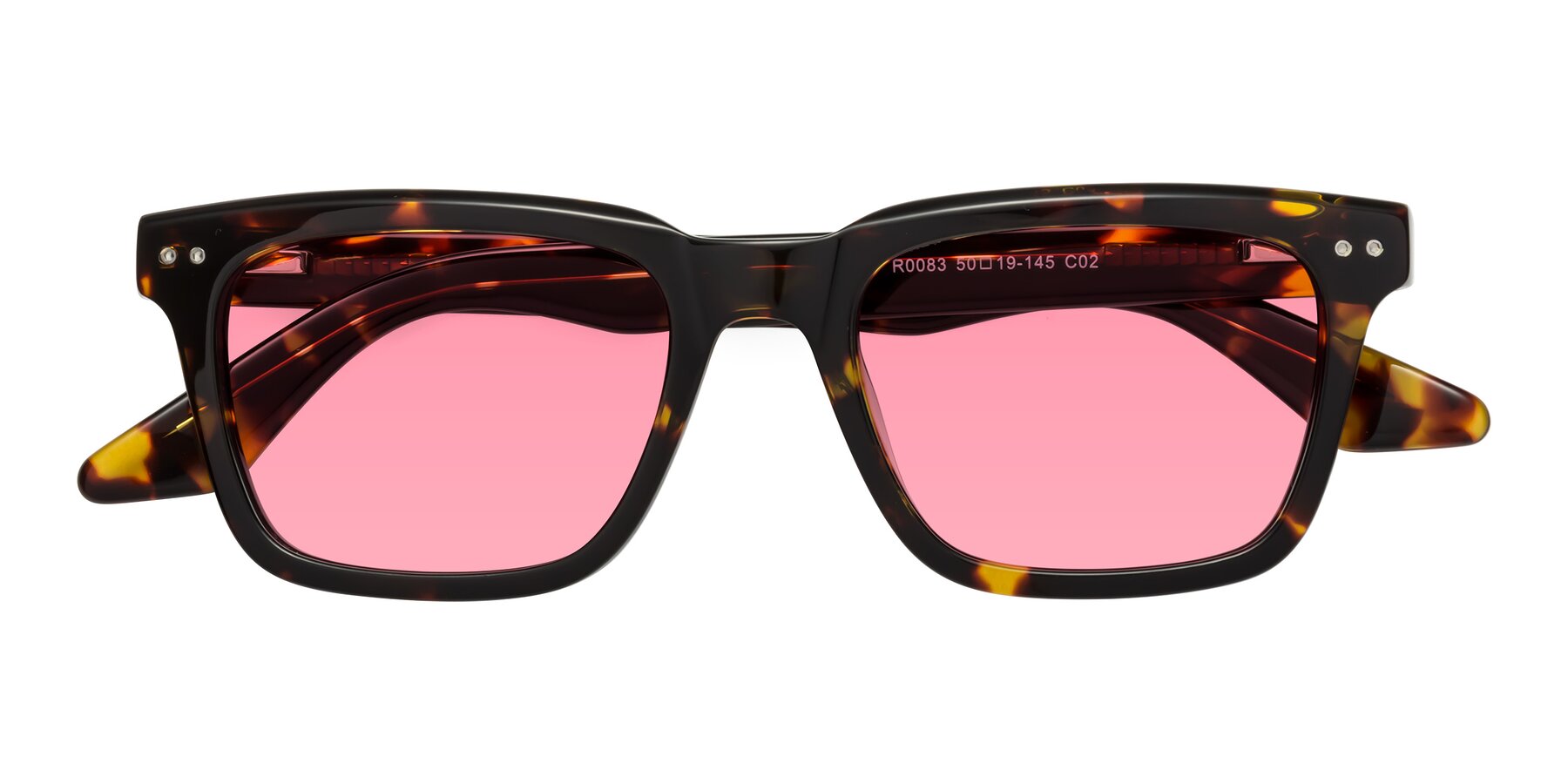 Folded Front of Martia in Tortoise with Pink Tinted Lenses