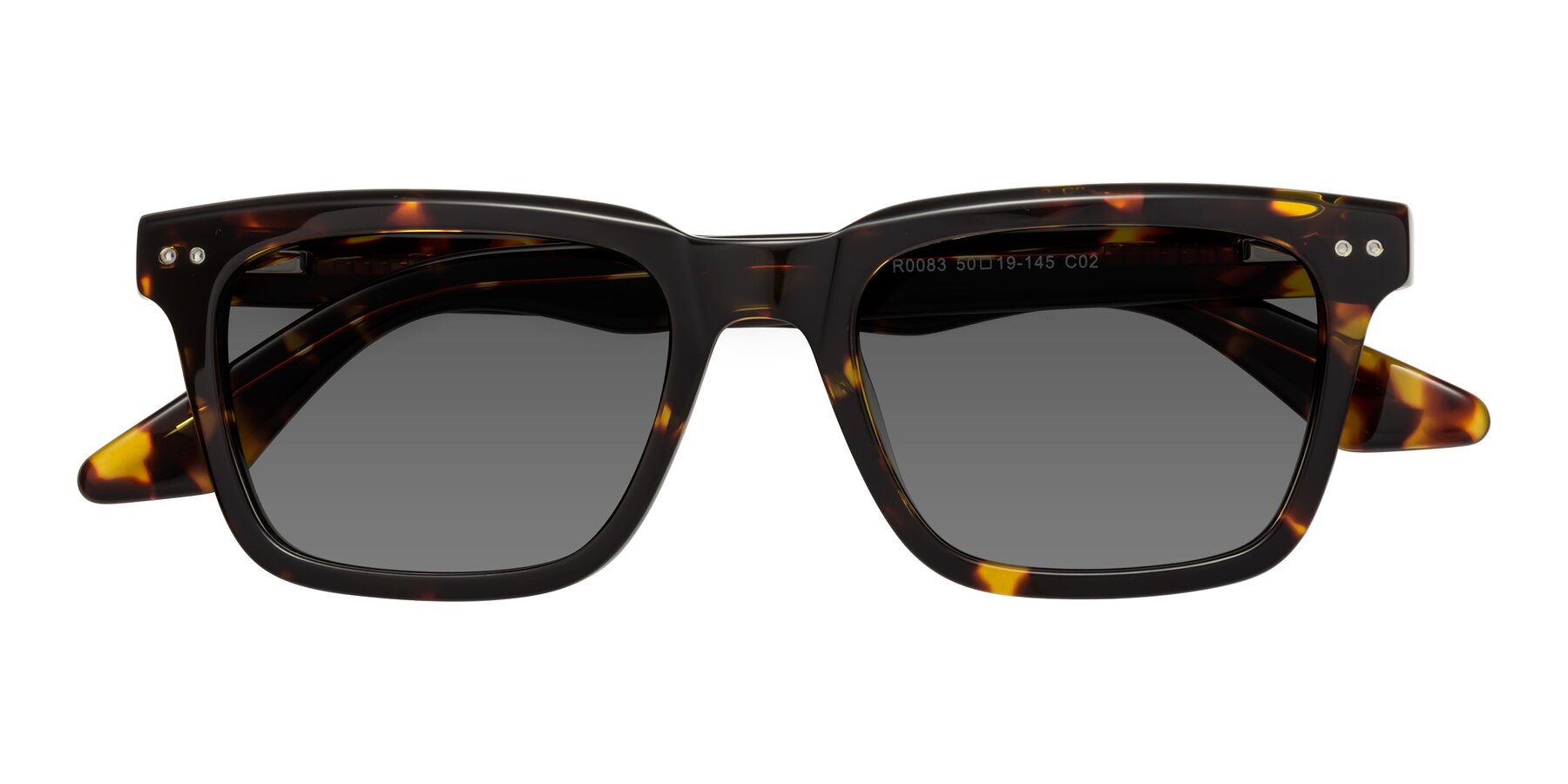Folded Front of Martia in Tortoise with Medium Gray Tinted Lenses