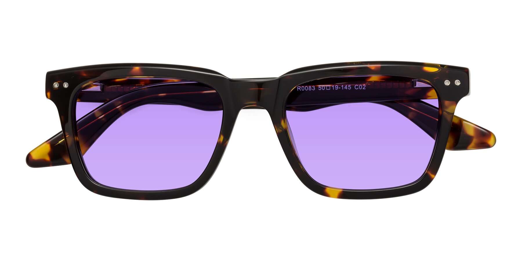 Folded Front of Martia in Tortoise with Medium Purple Tinted Lenses