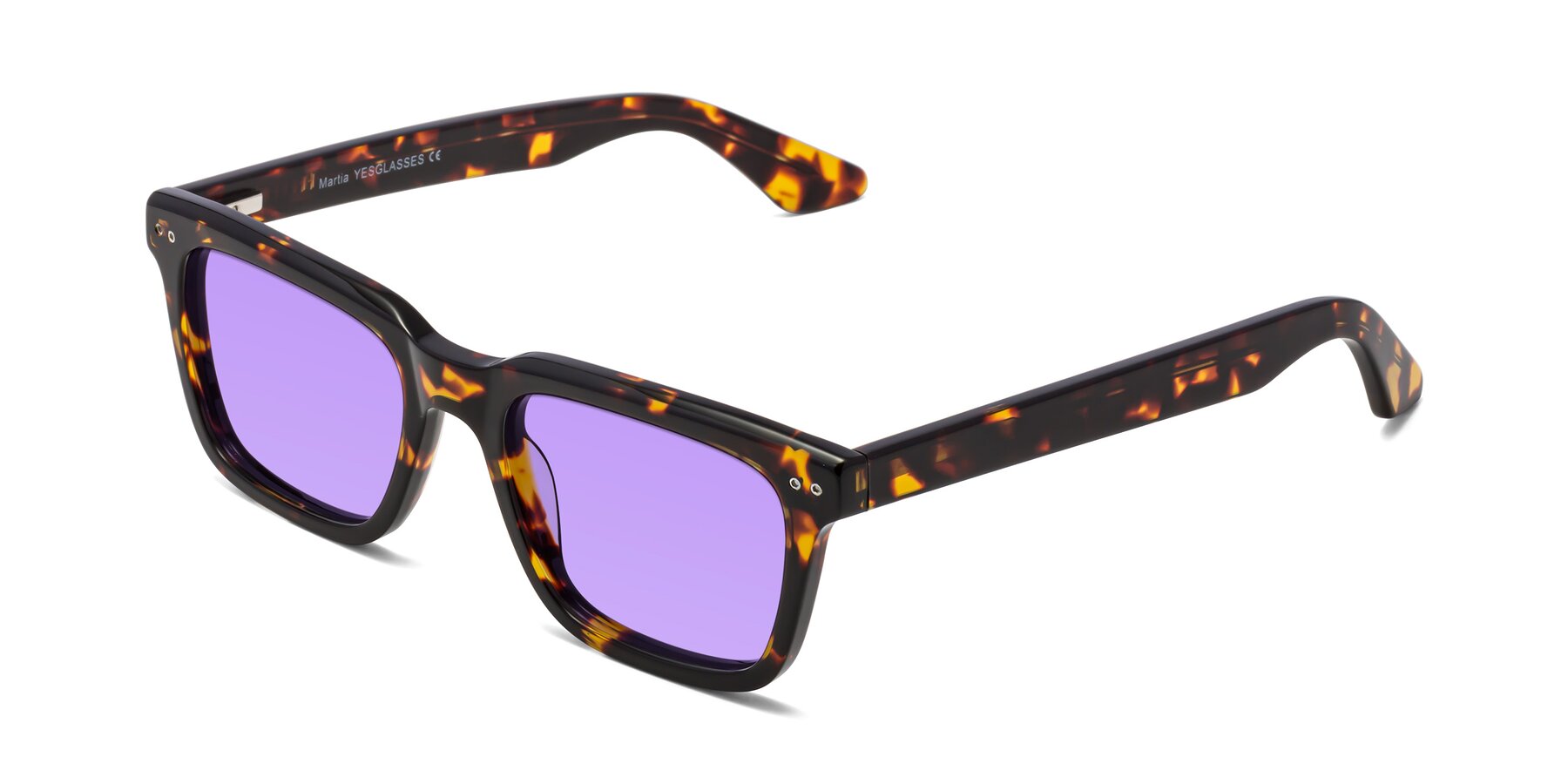 Angle of Martia in Tortoise with Medium Purple Tinted Lenses