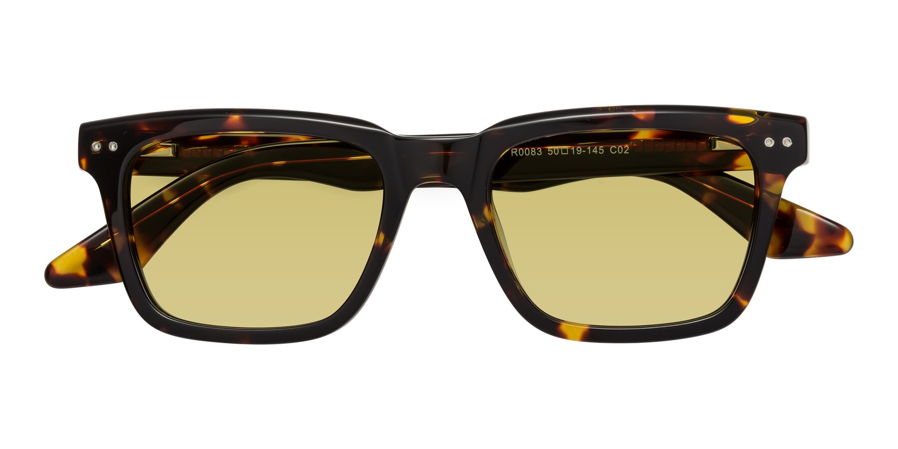 Folded Front of Martia in Tortoise with Medium Champagne Tinted Lenses