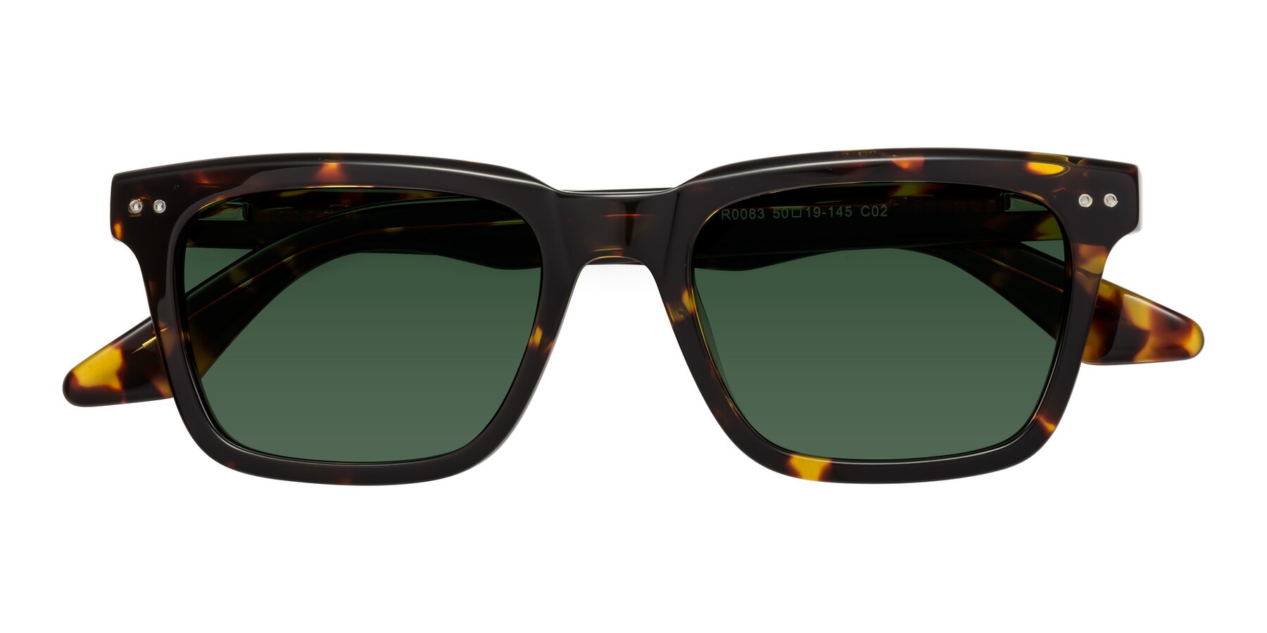 Folded Front of Martia in Tortoise with Green Tinted Lenses