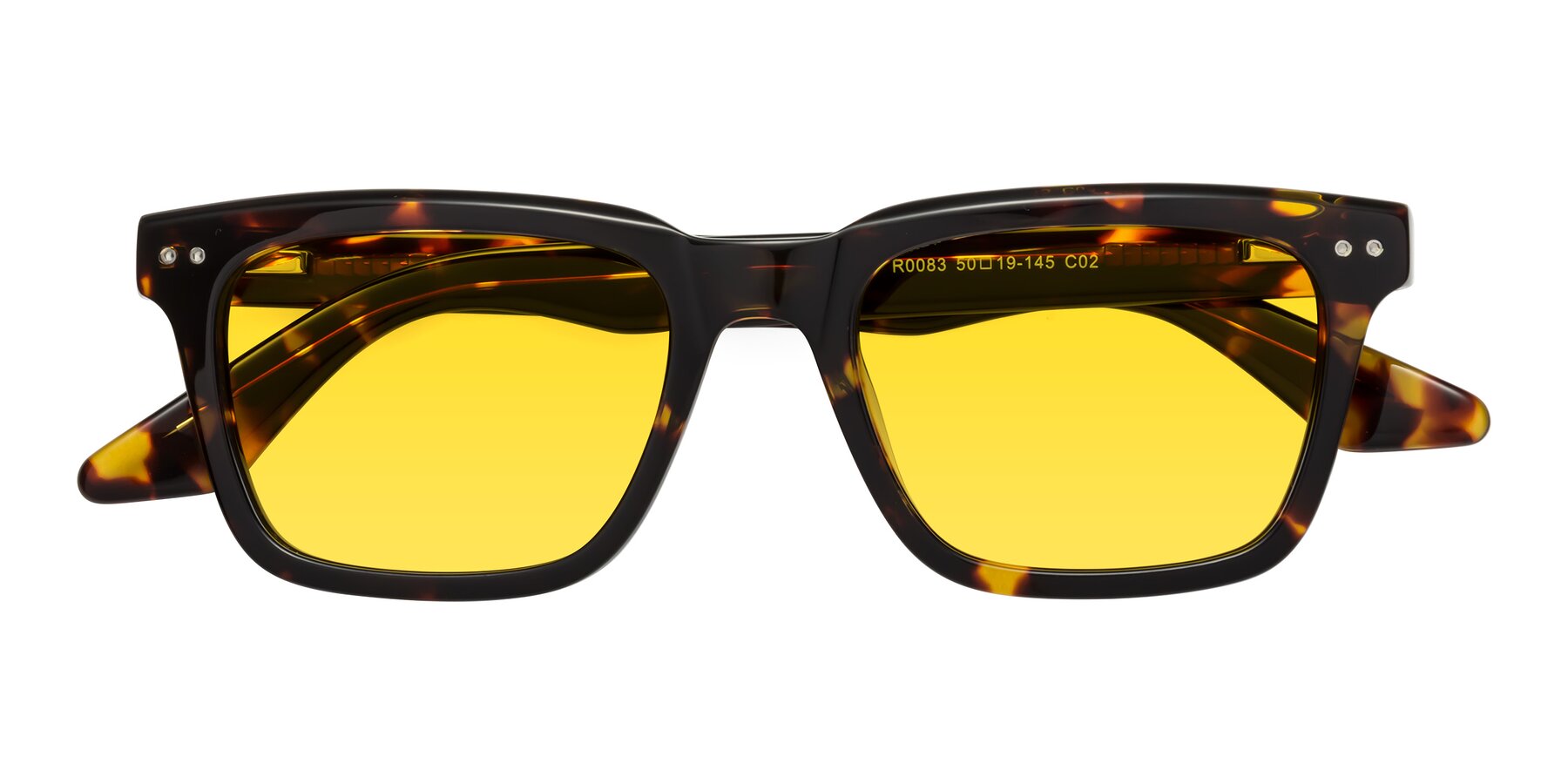 Folded Front of Martia in Tortoise with Yellow Tinted Lenses