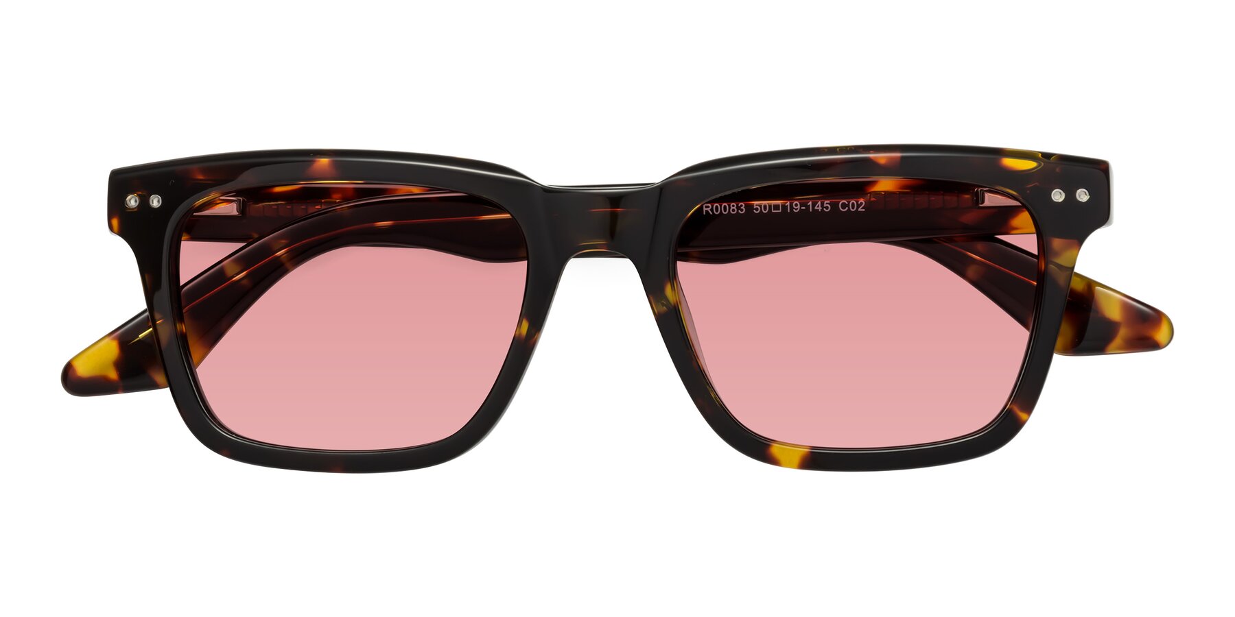 Folded Front of Martia in Tortoise with Medium Garnet Tinted Lenses