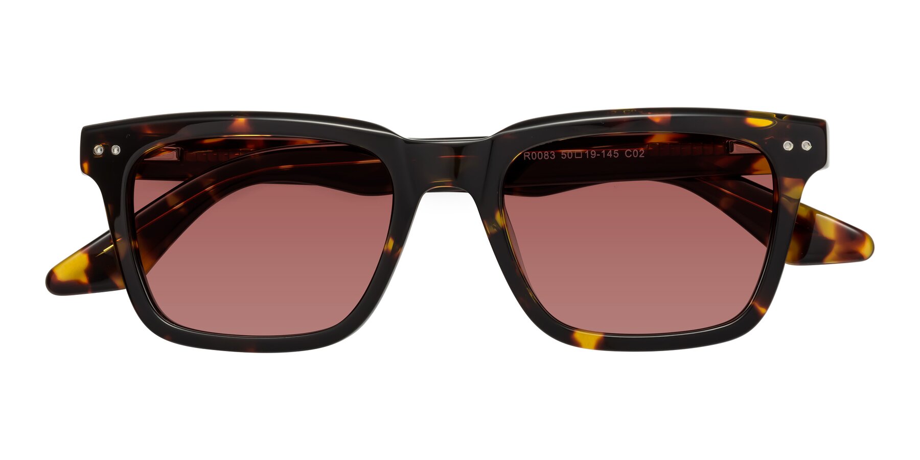 Folded Front of Martia in Tortoise with Garnet Tinted Lenses